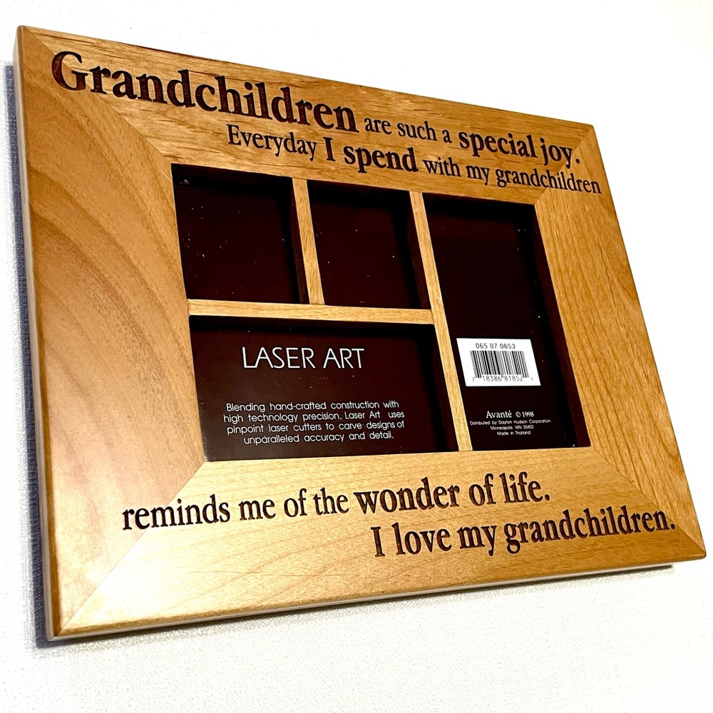 Avante Laser Art Grandchildren Grandkids Picture Frame Home Office Glass Wood